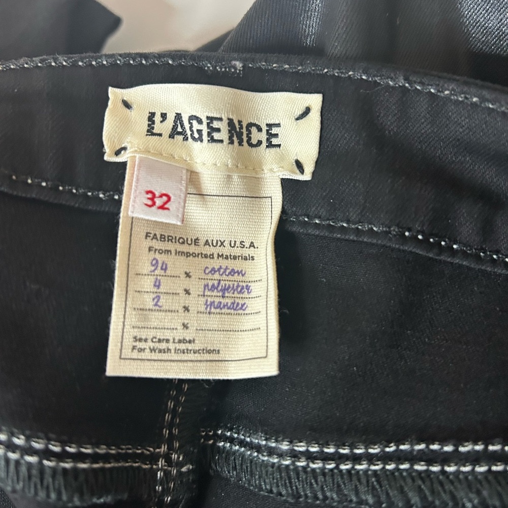 L’AGENCE women’s “Marguerite” coated black high rise skinny jeans size 32 - Picture 8 of 9